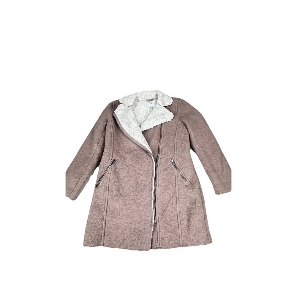 Old Navy Sherpa‎ Lined Moto Jacket Dusty Rose Fleece Cozy Winter Warm Outerwear